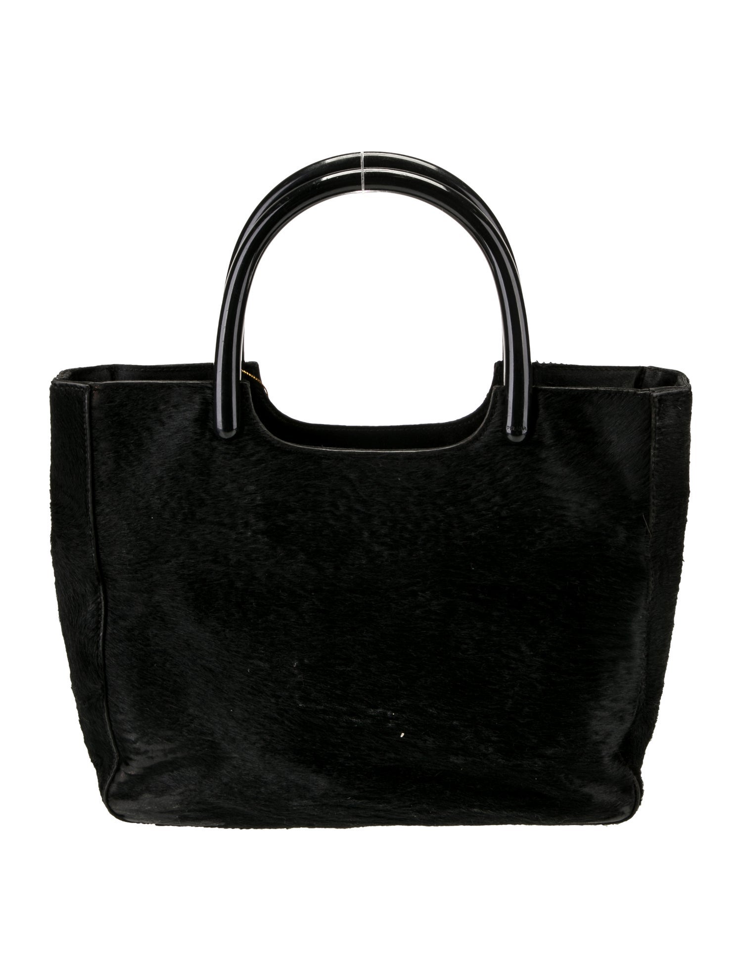 Prada Enameled Metal Triangle Top Handle Bag