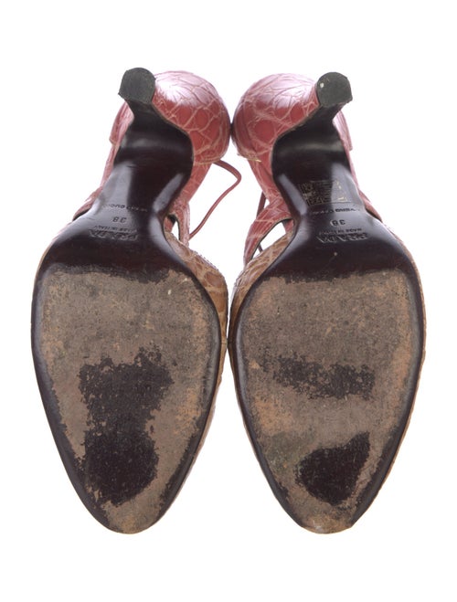 Prada Crocodile Colorblock Pattern T-Strap Pumps