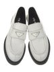 Prada Enameled Metal Triangle Leather Loafers