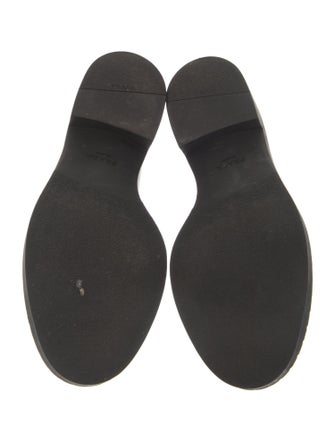 Prada Enameled Metal Triangle Leather Loafers