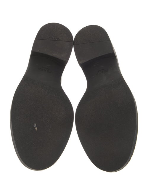 Prada Enameled Metal Triangle Leather Loafers