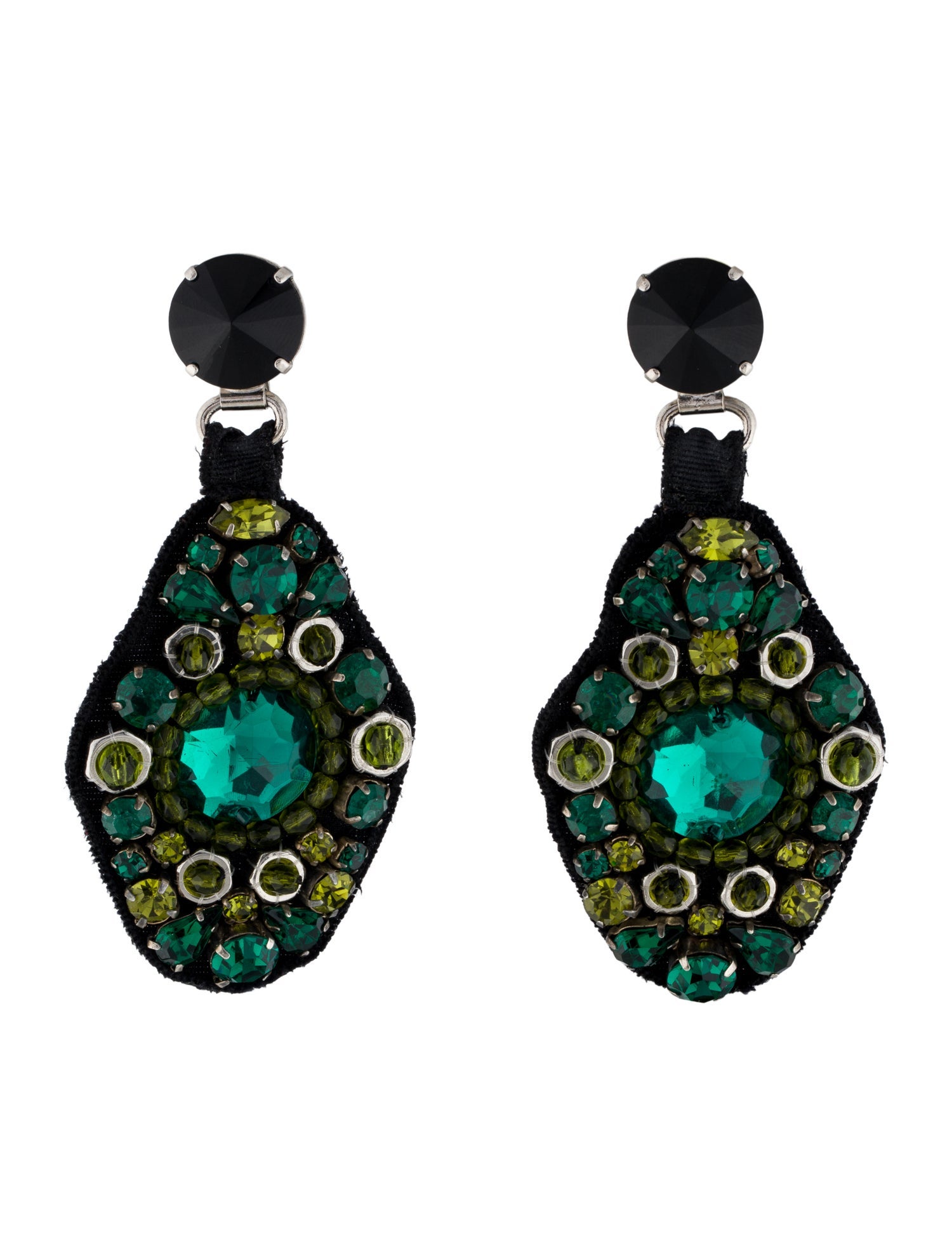 Prada Crystal & Fabric Clip-On Earrings