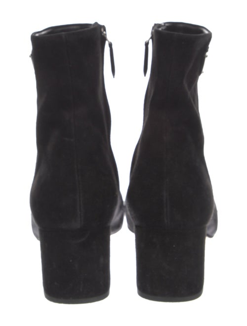 Prada Enameled Metal Triangle Suede Boots