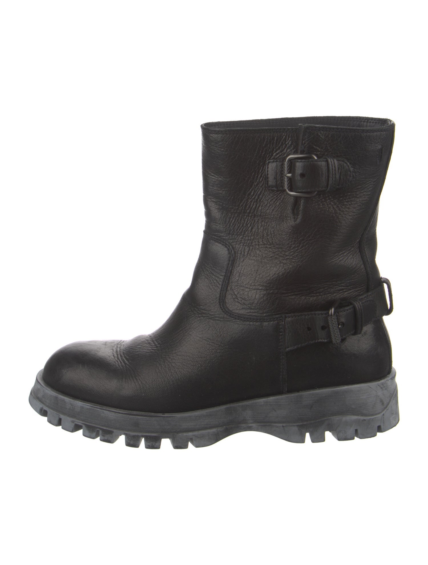 Prada Leather Moto Boots