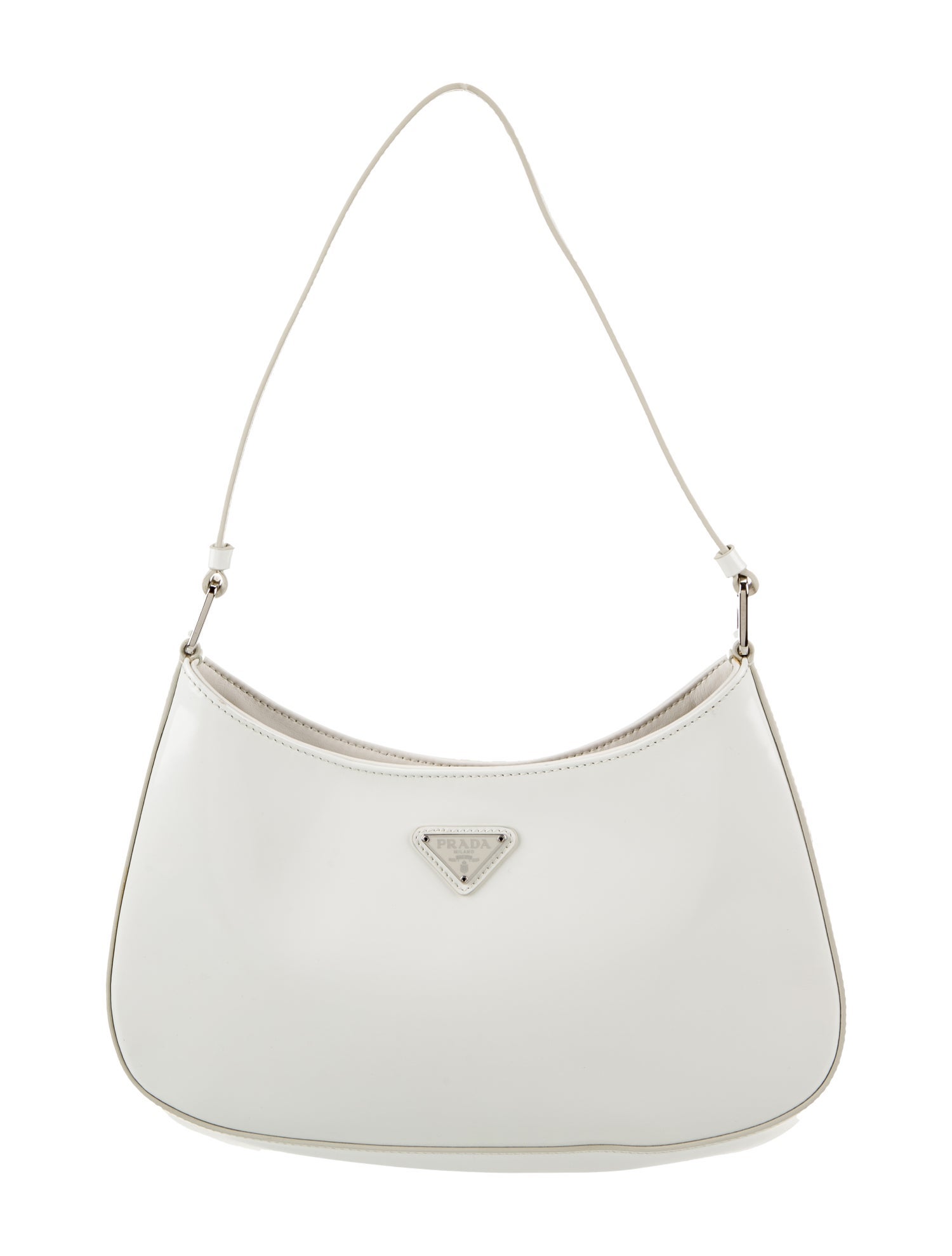 Prada Enameled Metal Triangle Cleo