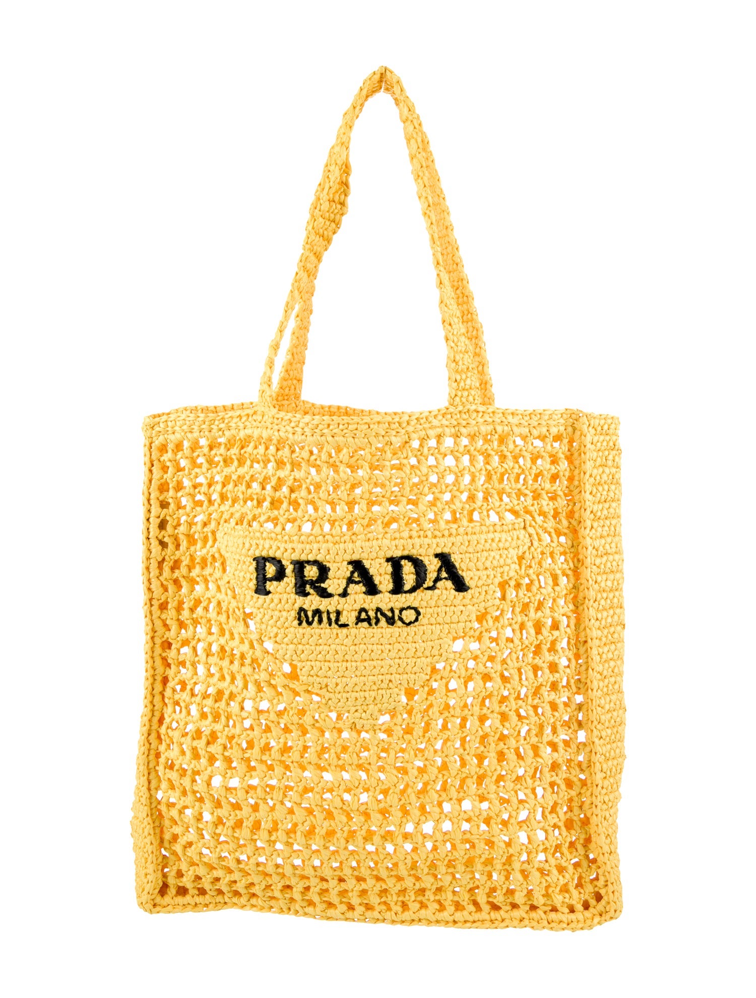 Prada Raffia Grass Logo Tote