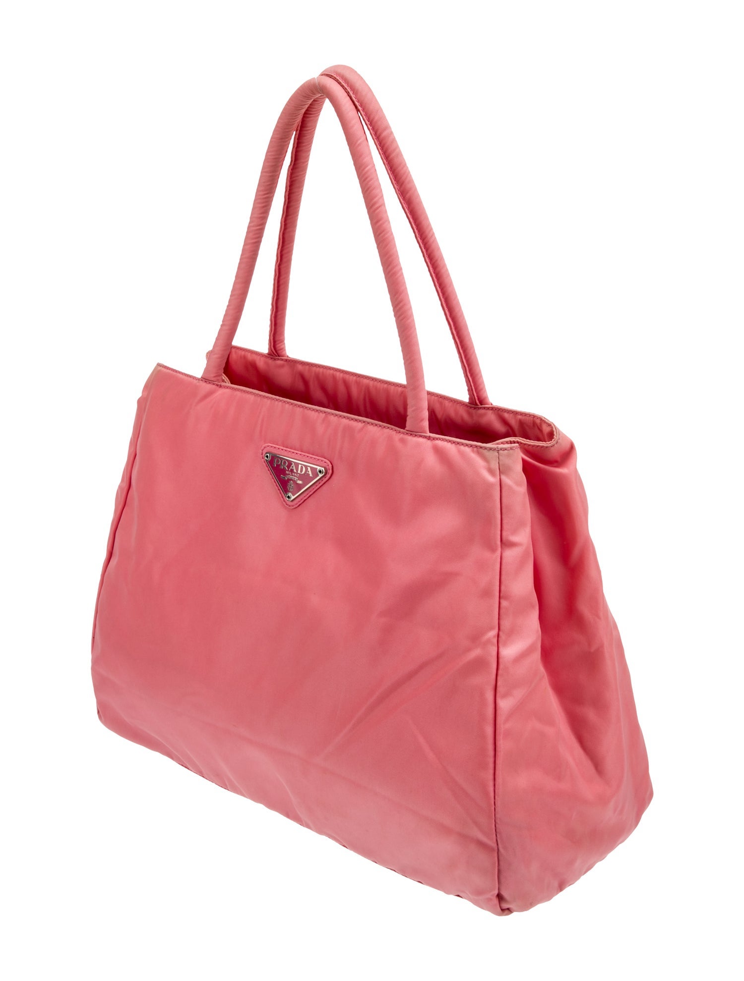 Prada Enameled Metal Triangle Tessuto City Vintage