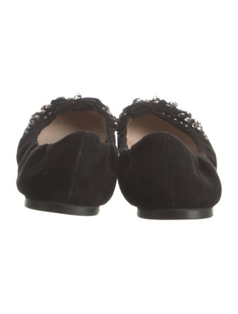 Prada Suede Crystal Embellishments Flats