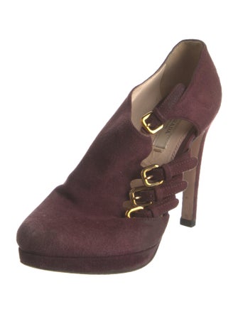 Prada Suede Cutout Accent Pumps