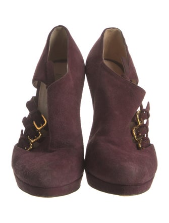 Prada Suede Cutout Accent Pumps