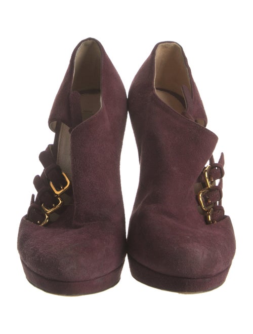 Prada Suede Cutout Accent Pumps