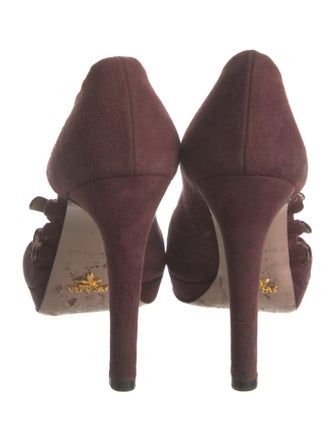 Prada Suede Cutout Accent Pumps