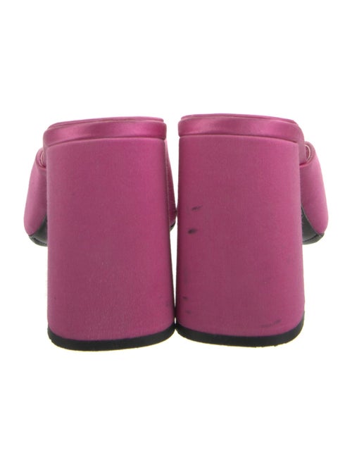 Prada Enameled Metal Triangle Satin Mules