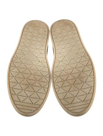 Prada Enameled Metal Triangle Suede Loafers