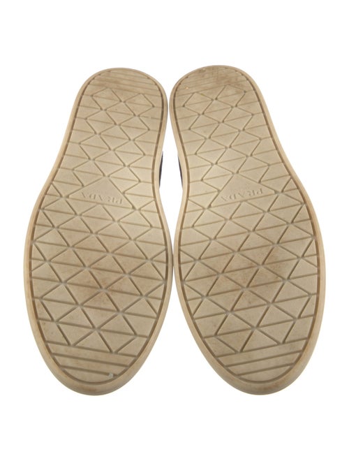 Prada Enameled Metal Triangle Suede Loafers