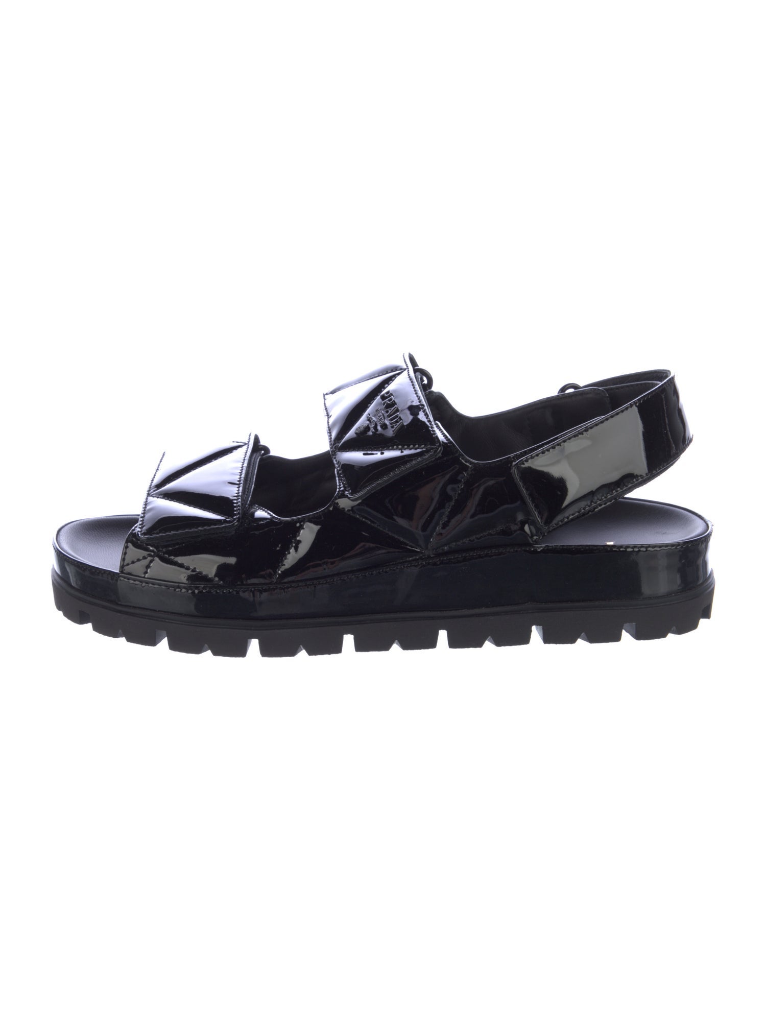 Prada Patent Leather Printed Slingback Sandals