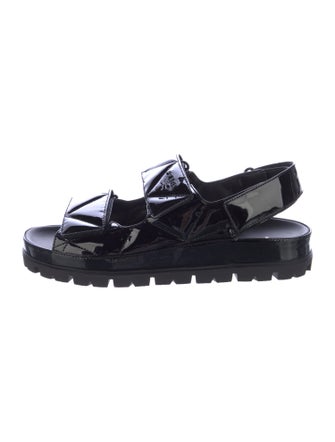 Prada Patent Leather Printed Slingback Sandals