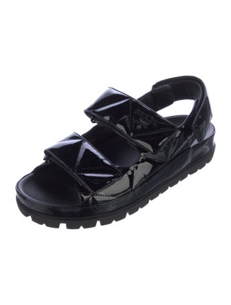Prada Patent Leather Printed Slingback Sandals