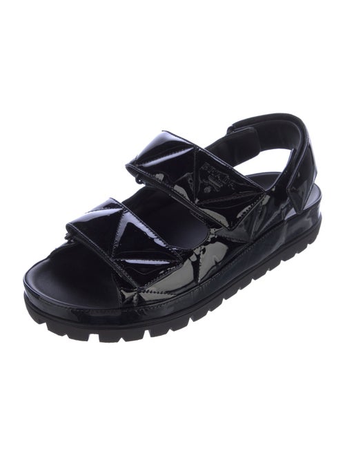 Prada Patent Leather Printed Slingback Sandals