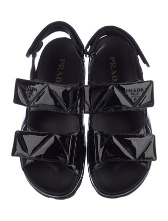 Prada Patent Leather Printed Slingback Sandals