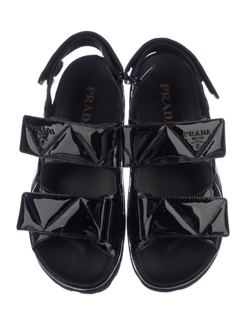 Prada Patent Leather Printed Slingback Sandals