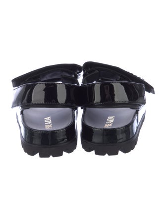 Prada Patent Leather Printed Slingback Sandals