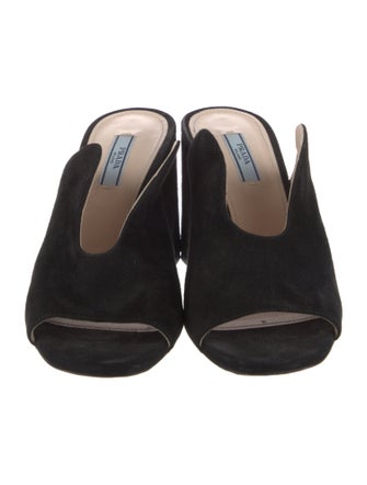 Prada Suede Cutout Accent Mules