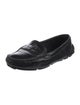 Prada Enameled Metal Triangle Patent Leather Loafers