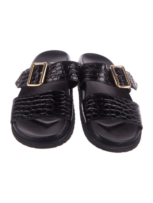 Prada Embossed Leather Animal Print Slides