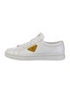 Prada Enameled Metal Triangle Leather Sneakers