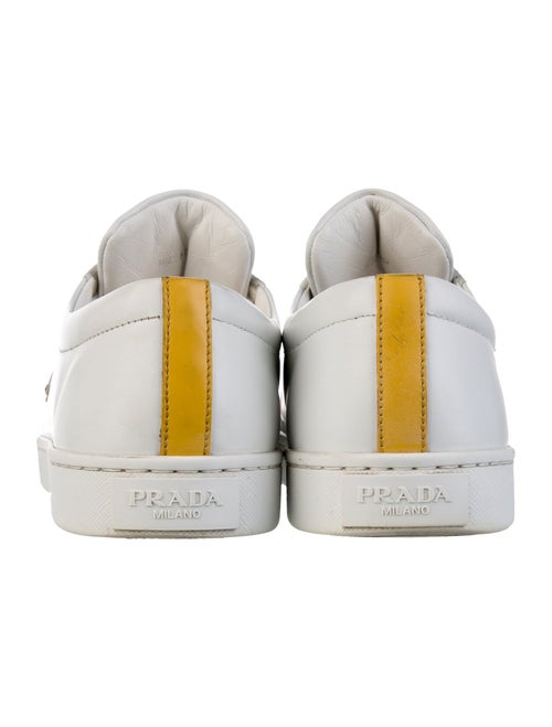 Prada Enameled Metal Triangle Leather Sneakers