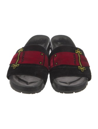 Prada Velvet Printed Slides