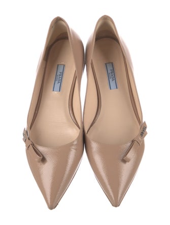 Prada Signature Logo Saffiano Leather Flats