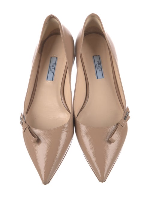 Prada Signature Logo Saffiano Leather Flats