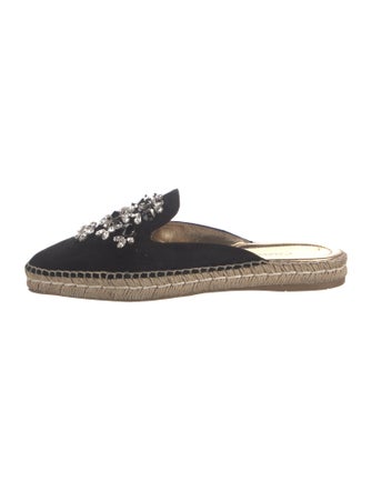 Prada Suede Crystal Embellishments Mules