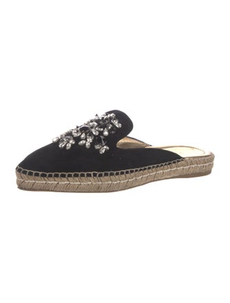 Prada Suede Crystal Embellishments Mules
