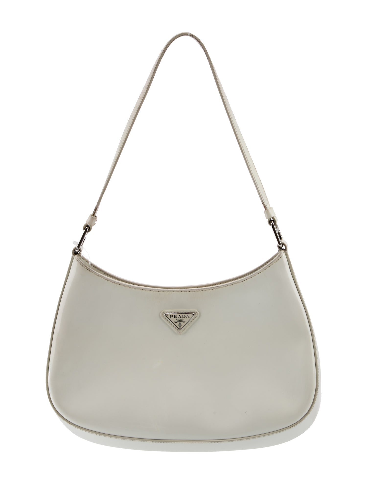 Prada Enameled Metal Triangle Cleo