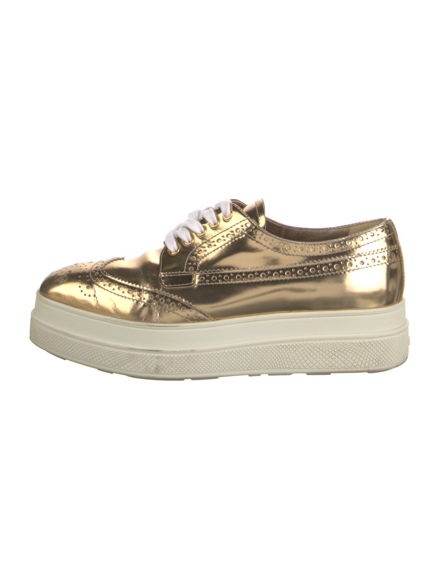 Prada Leather Lasercut Accents Sneakers