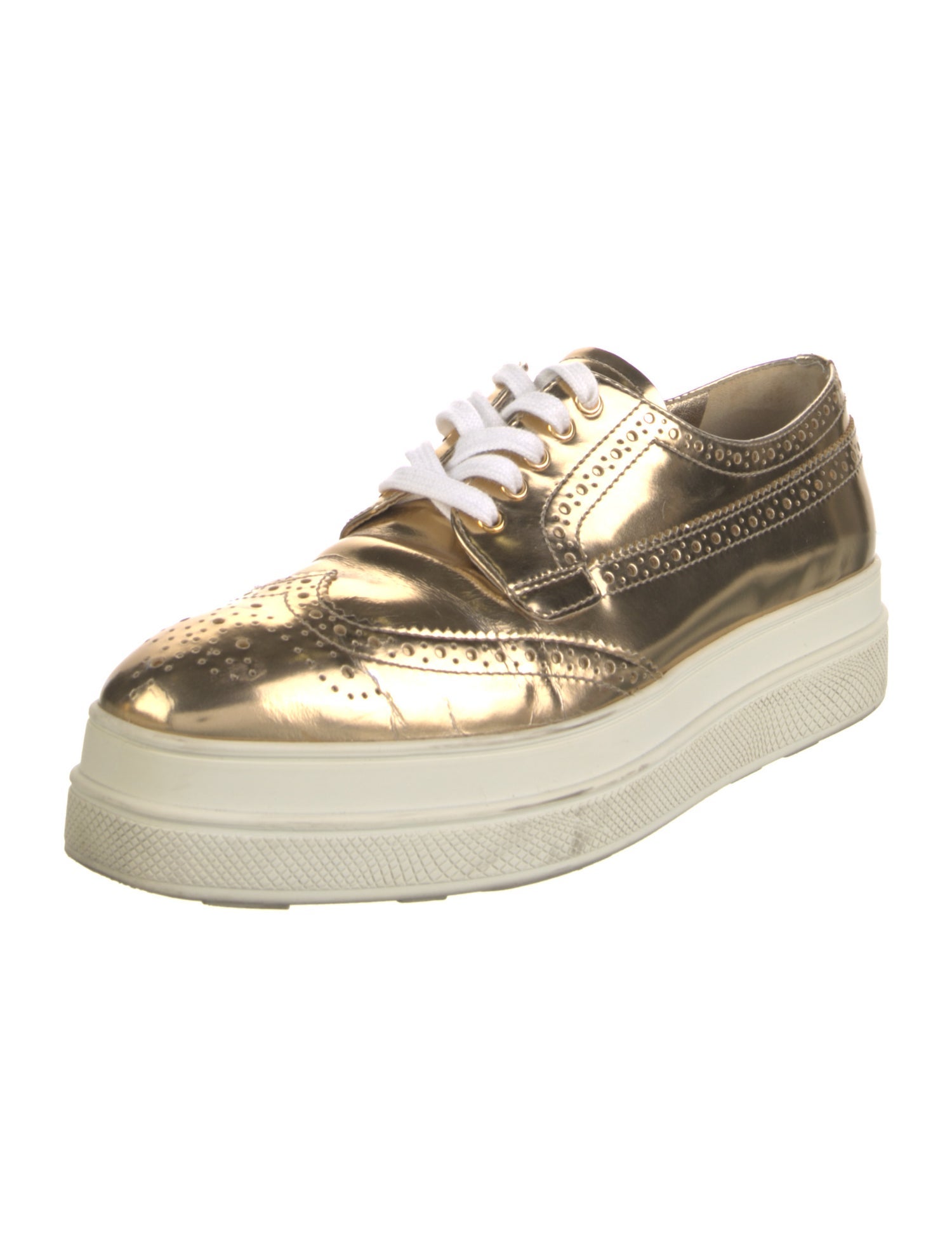 Prada Leather Lasercut Accents Sneakers