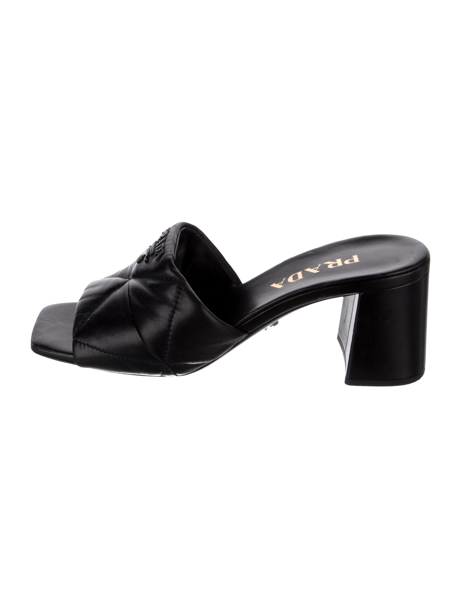 Prada Quilted Pattern Leather Slides