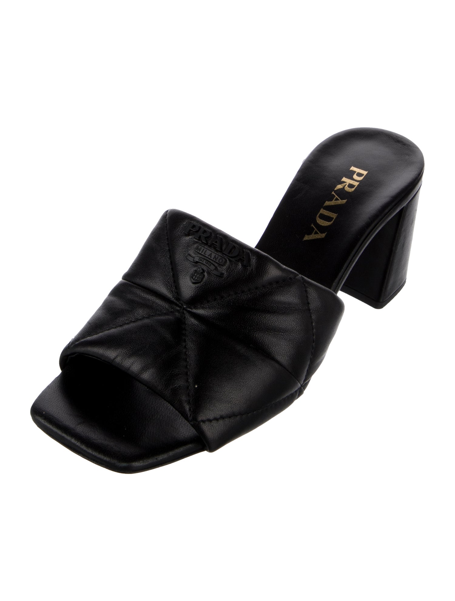 Prada Quilted Pattern Leather Slides