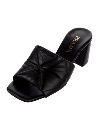 Prada Quilted Pattern Leather Slides