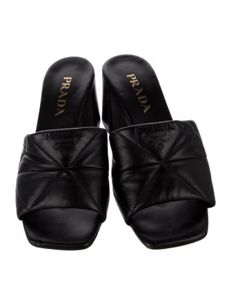 Prada Quilted Pattern Leather Slides