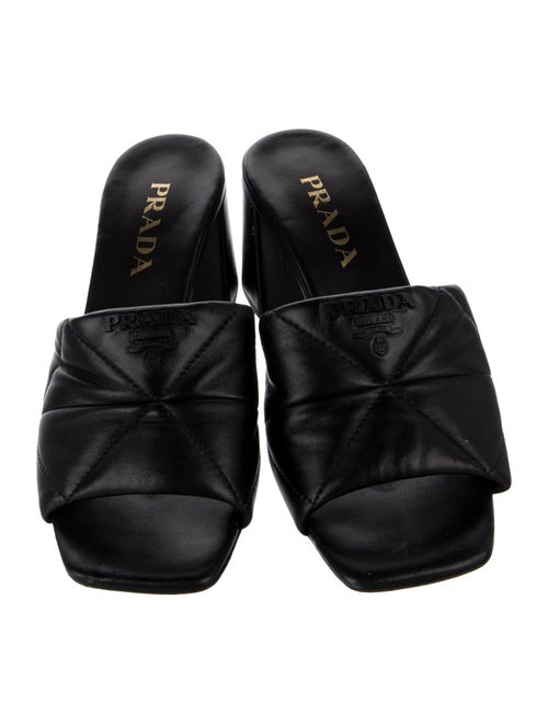 Prada Quilted Pattern Leather Slides
