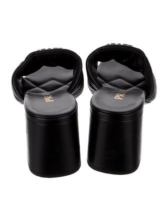 Prada Quilted Pattern Leather Slides