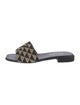 Prada Enameled Metal Triangle Animal Print Slides