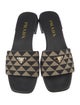 Prada Enameled Metal Triangle Animal Print Slides