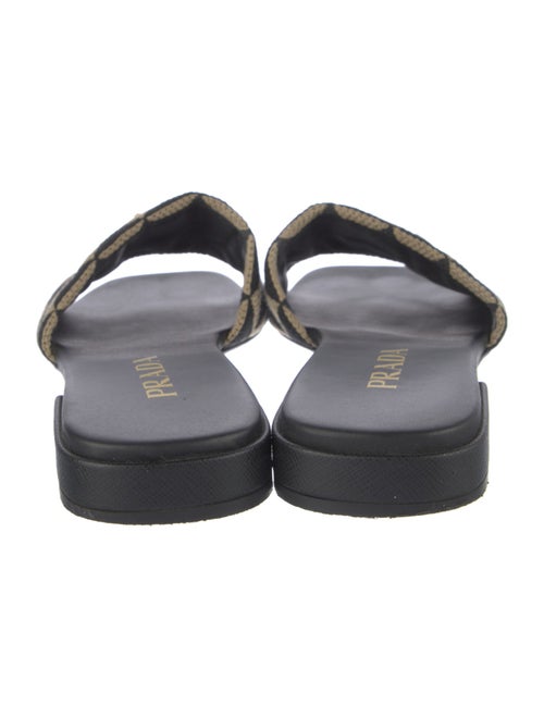 Prada Enameled Metal Triangle Animal Print Slides