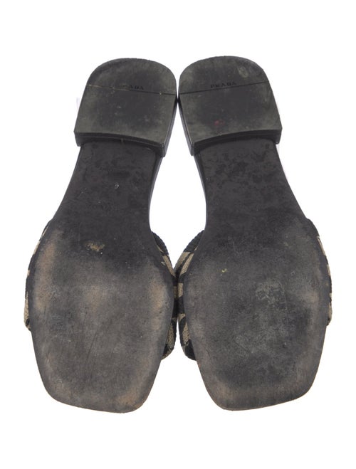 Prada Enameled Metal Triangle Animal Print Slides