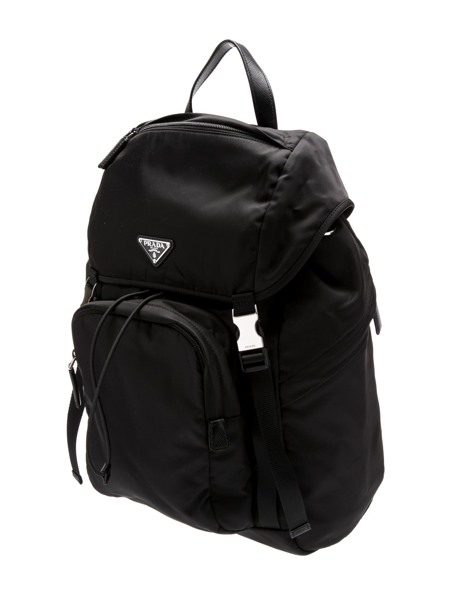 Prada Enameled Metal Triangle Backpack